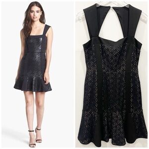 BCBGMaxAzria Noelle Lace Fit & Flare Dress Size 6 Black